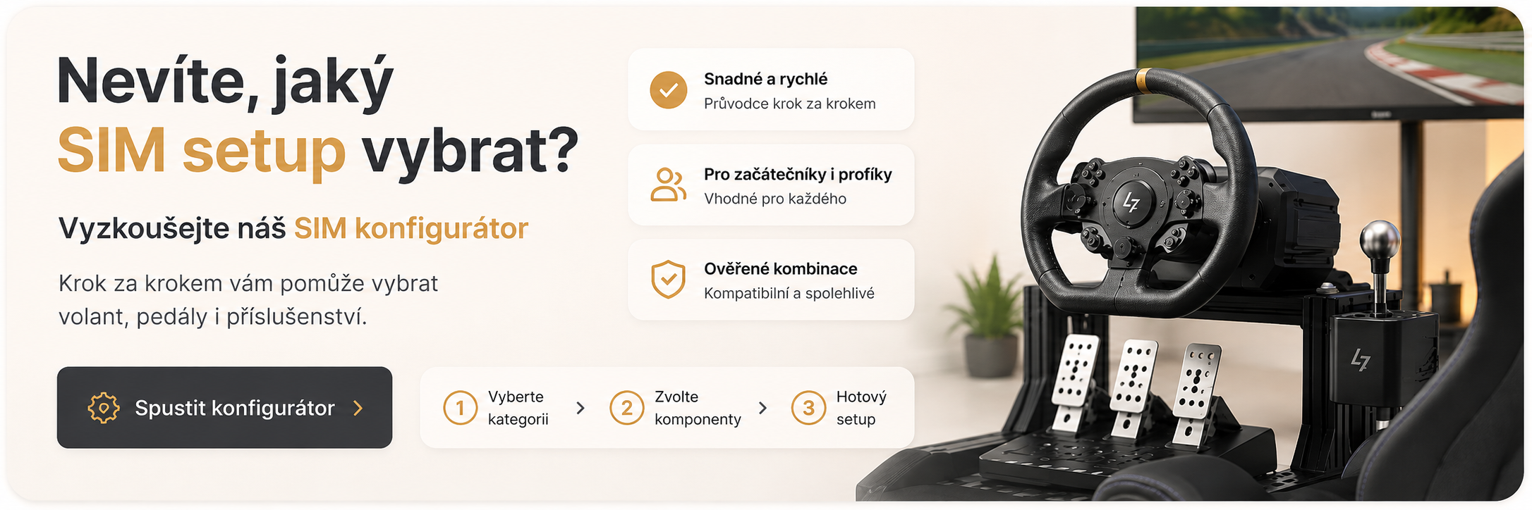 SIM konfigurátor Lozea – vyberte volant, pedály a příslušenství